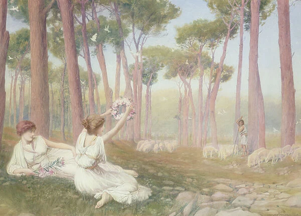 Aphrodite offering Helen to Paris, 1905 (w  /  c on paper)