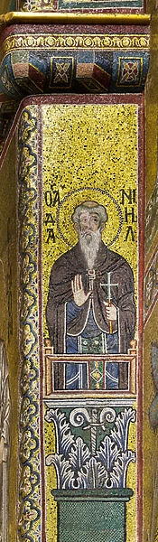 Apse: Saint Daniel, byzantine school mosaic with a golden background (mosaic)