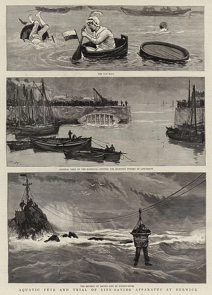 Aquatic Fete and Trial of Life-Saving Apparatus at Berwick (engraving)