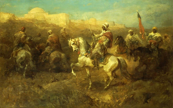 Arab Horsemen on the March, (oil on canvas)