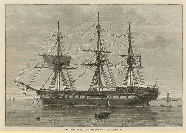 The Arethusa training ship for boys (engraving)