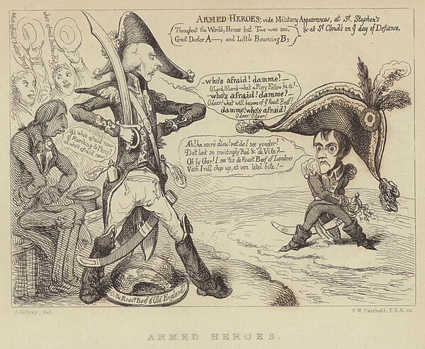 Armed Heroes: British Prime Minister Henry Addington confronting Napoleon and the threat of a French invasion, 1803 (engraving)