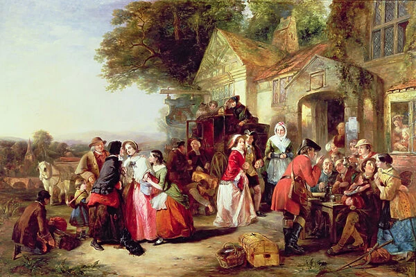 The Arrival of the Coach, 1850 (oil on canvas)