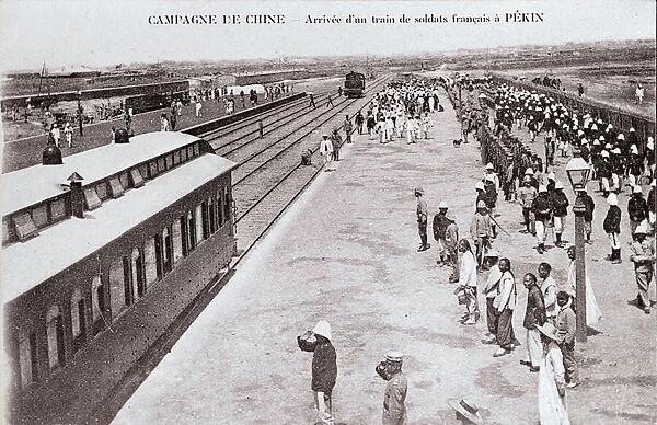 Arrival of a French soldier train in Pekin during the Chinese Campaign Photography around