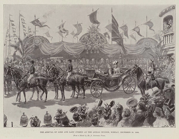 The Arrival of Lord and Lady Curzon at the Apollo Bunder, Bombay, 30 December 1898 (litho)