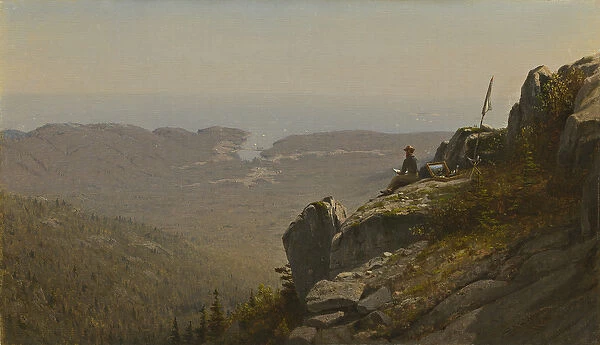 The Artist Sketching at Mount Desert, Maine, 1864-5 (oil on canvas)