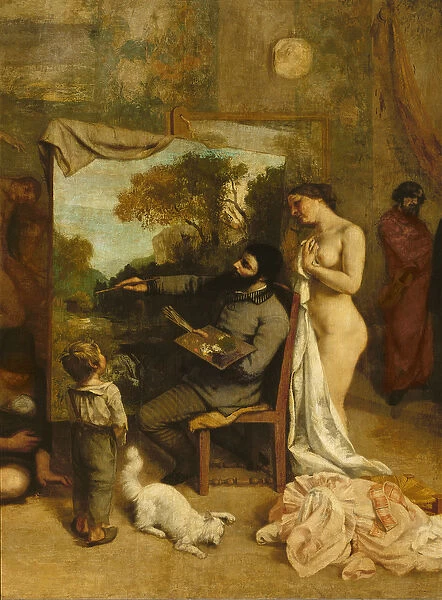 The Artists Studio, a Real Allegory, detail of the painter and his model, 1854-55