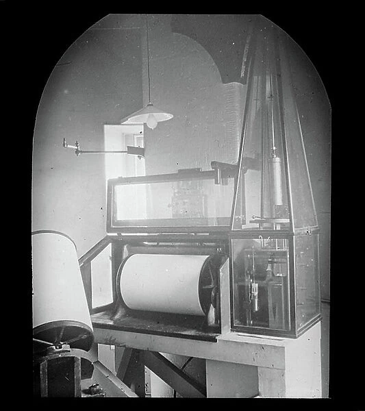 Astronomical glass plate slide of expedition chronograph (glass negative)