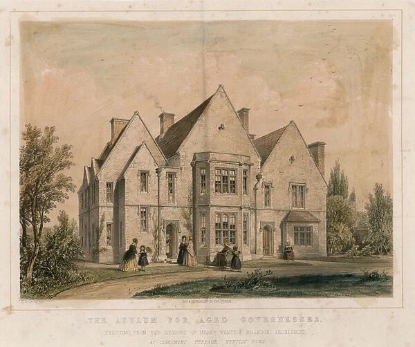 The asylum for aged Governesses, Claremont Terrace, Kentish Town (coloured engraving)