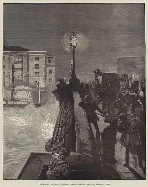 The Attempt to blow up London Bridge with Dynamite on Saturday Last (engraving)