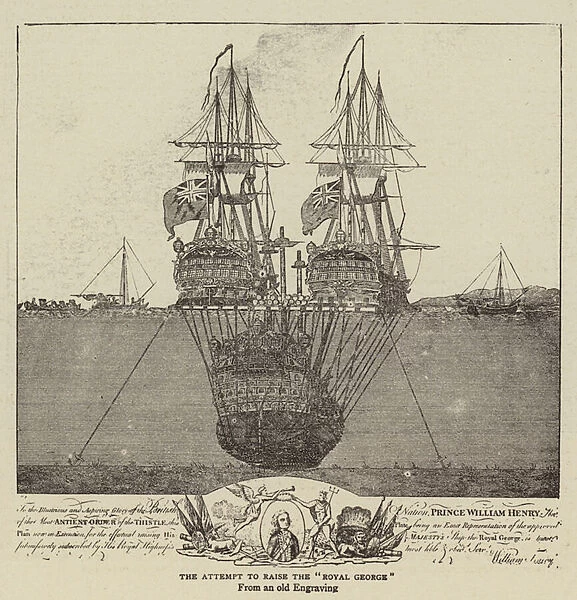 The Attempt to raise the 'Royal George'(engraving)