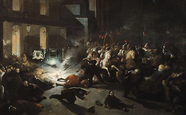 The Attempted Assassination of Emperor Napoleon III (1808-73) by Felice Orsini (1819-59) on the 14th January 1858, 1862 (oil on canvas)