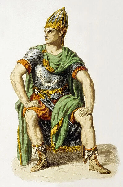 Attila the Hun (coloured engraving)