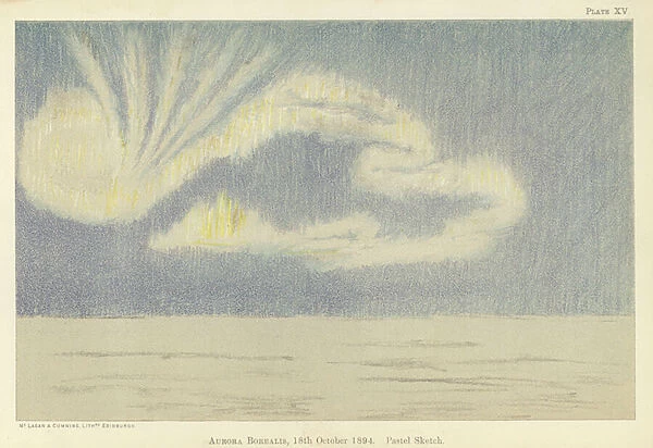 Aurora borealis, 18 October 1894, pastel sketch (colour litho)