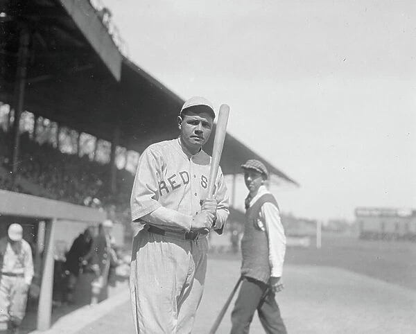 Babe Ruth, Major League Baseball Player, Boston Red Sox, Portrait, 1919 (b / w photo)