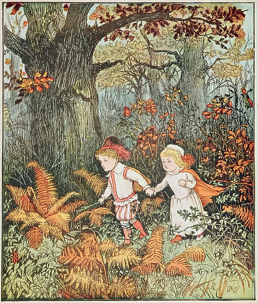 Babes in the Wood (2 children walking in the wood)