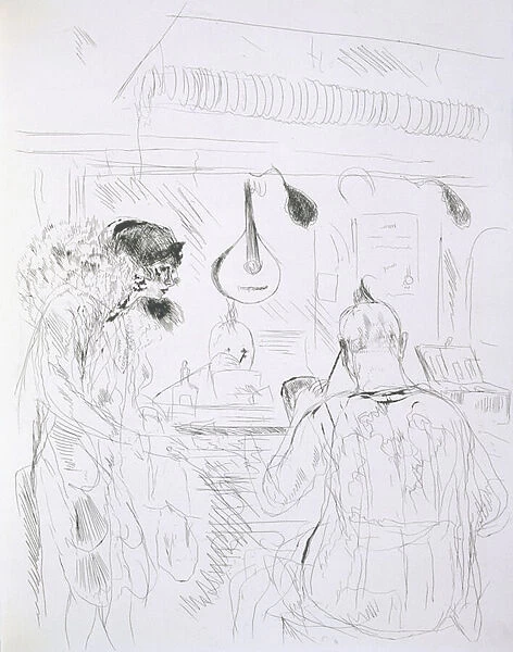 Backstage scene at a Paris Bal de Nuit or circus, from Paris Sketches