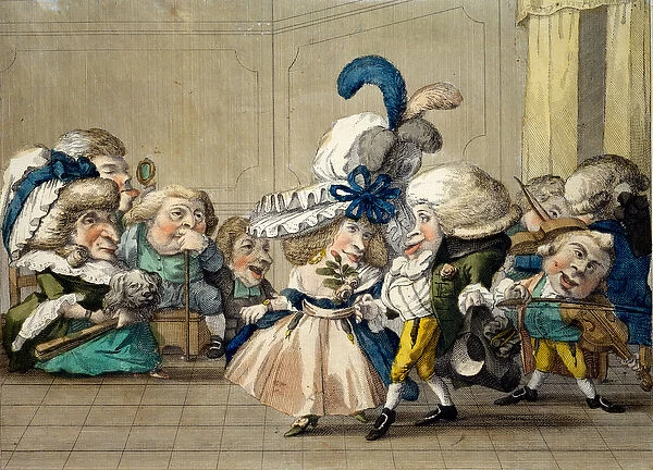 The Ball, c. 1790 (hand-coloured engraving)