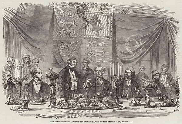 The Banquet to Vice-Admiral Sir Charles Napier, at the Reform Club, Pall-Mall (engraving)