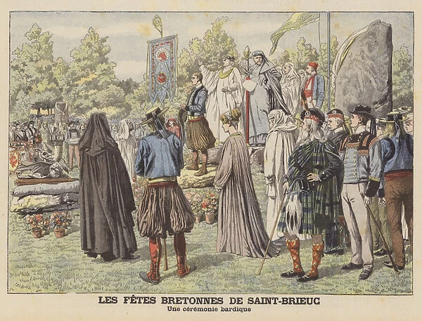 Bardic ceremony at the festival of Saint-Brieuc, Brittany (colour litho)