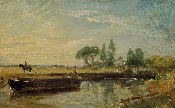 A Barge below Flatford Lock, c. 1810 (oil on canvas)