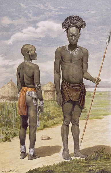 Bari warrior and wife, from The History of Mankind, Vol. III, by Prof. Friedrich Ratzel