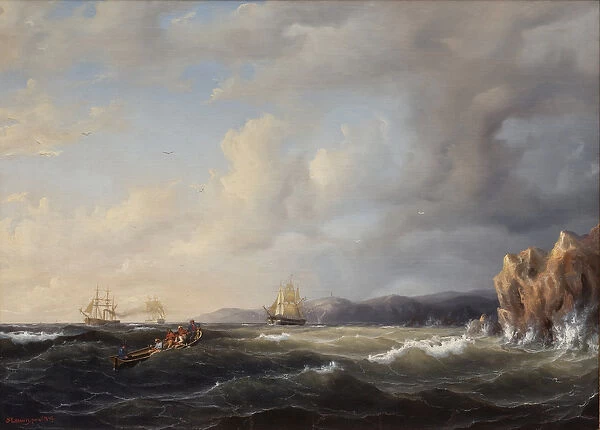 Bark Beating to Windward at Kullaberg, 1849 (oil on canvas)