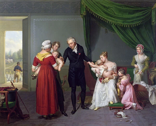 Baron Jean Louis Alibert (1768-1837) performing the vaccination against smallpox in