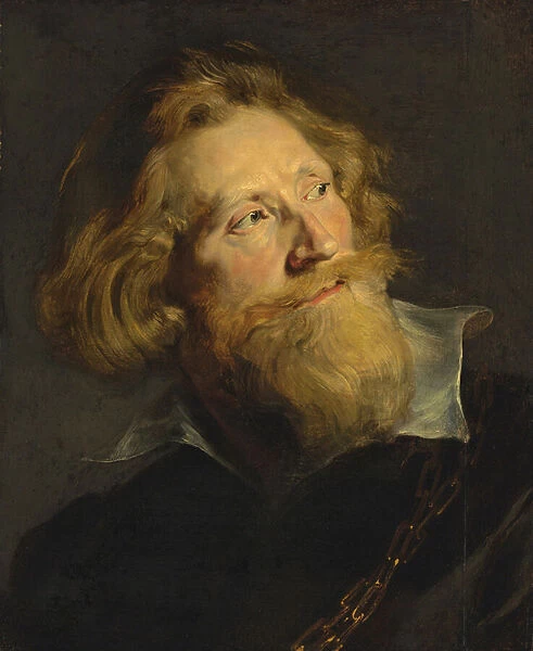Baroque : Portrait of a bearded man with a white collar and gold chains par Rubens