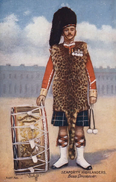 Bass drummer of the Seaforth Highlanders (colour litho)