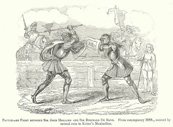 Battle-axe Fight between Sir John Holland and Sir Reginald De Roye (engraving)