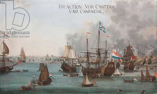 The Battle of Chatham, 1667 (oil on canvas)