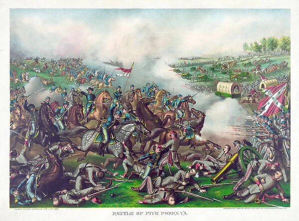 Battle of Five Forks, Va. pub. Kurz & Allison, 1886 (colour litho)