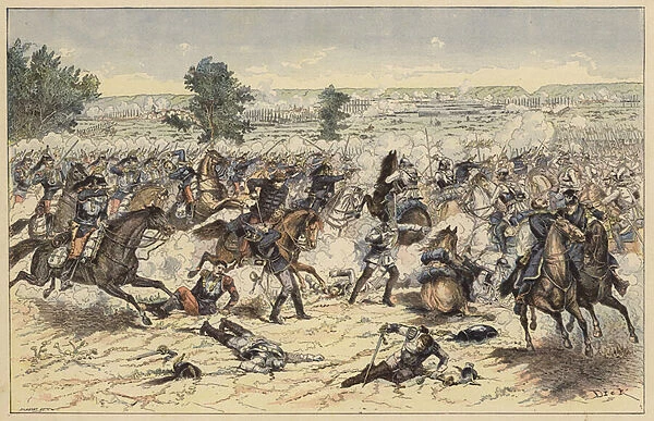 Battle of Gravelotte, Franco-Prussian War, 16 August 1870 (colour litho)