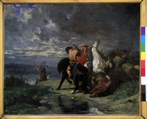 Battle of Romans and Gauls (oil on canvas)