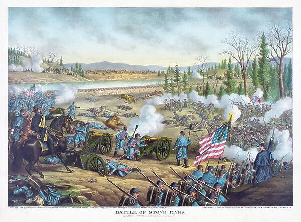Battle of Stones River, pub. Kurz & Allison, 1891 (colour litho)