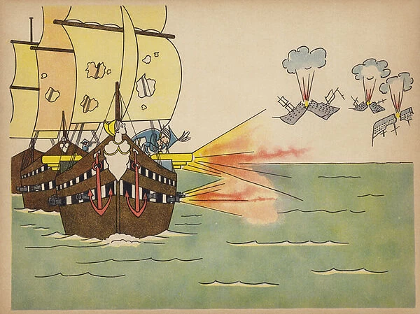 Battle of Trafalgar, 1805 (colour litho)