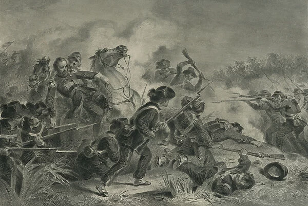 Battle at Wilsons Creek, MO, 1878 (engraving)