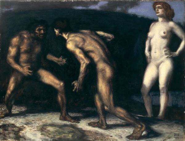 Battle for a Woman, 1905 (oil on wood)