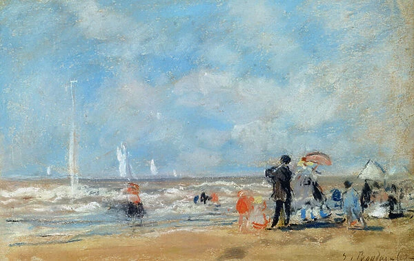 On the Beach, 1863 (w  /  c & pastel on paper)