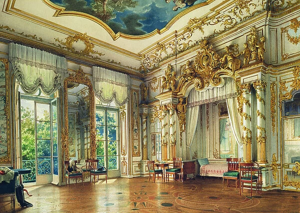 Bedroom of Tsar Alexander I in the Alexander Palace, Tsarskoye Selo, 1855 (w  /  c