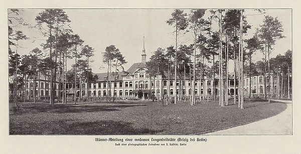 Beelitz Sanatorium, Berlin, Germany (b / w photo)