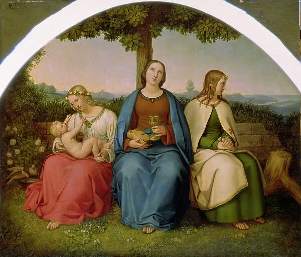 Belief, Hope and Love, 1819 (oil on wood)