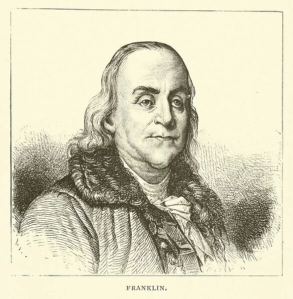 Benjamin Franklin, American polymath (engraving)