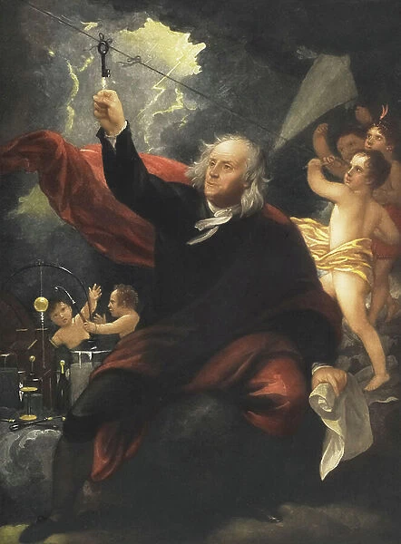 Benjamin Franklin kite experiment. (print)