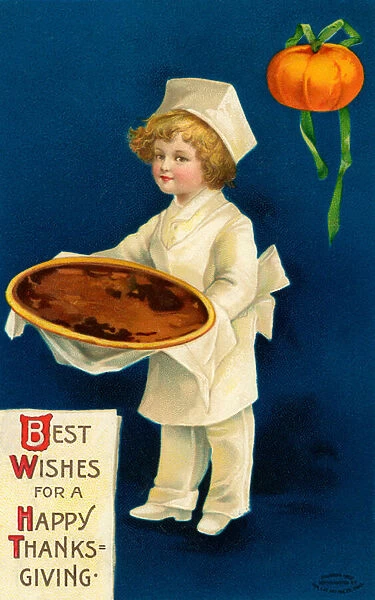 Best Wishes for a Happy Thanksgiving Illustration, 1909 (chromolithograph)