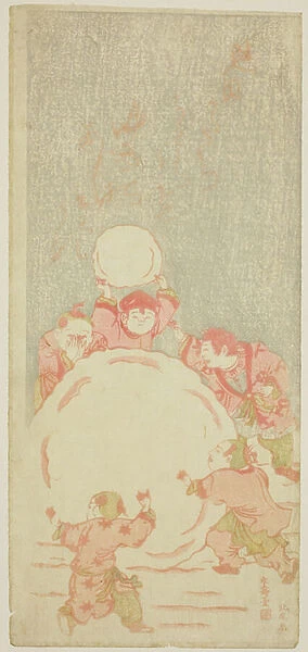 The Big Snowman, c. 1764 (colour woodblock print; mizu-e hosoban)