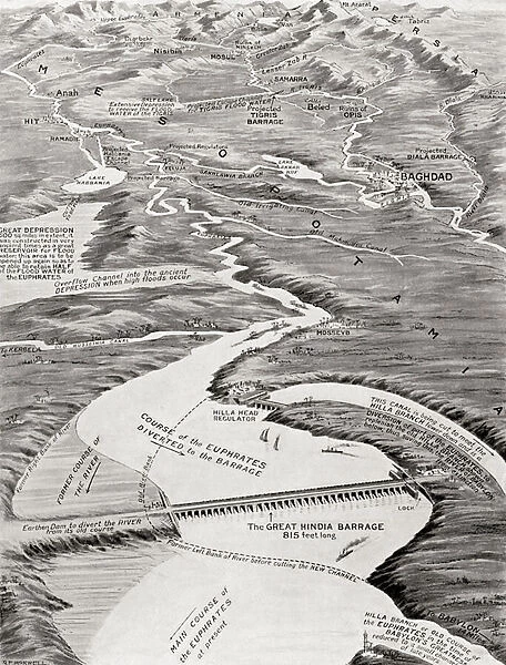 Bird s-eye view of Mesopotamia showing William Willcock