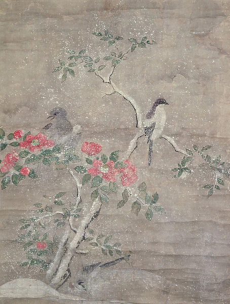 Birds and camelia in snow, c. 1700 (ink and colours on paper)