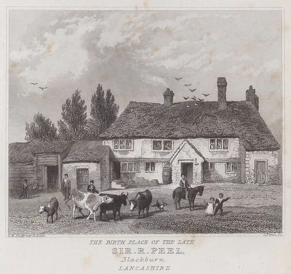 The birth place of the late Sir R Peel, Blackburn, Lancashire (engraving)